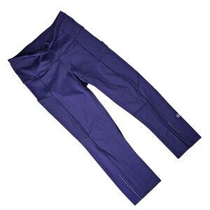 LULULEMON "Fast Free Crop II" Blue Reflective High-Rise 19" Leggings | US 4